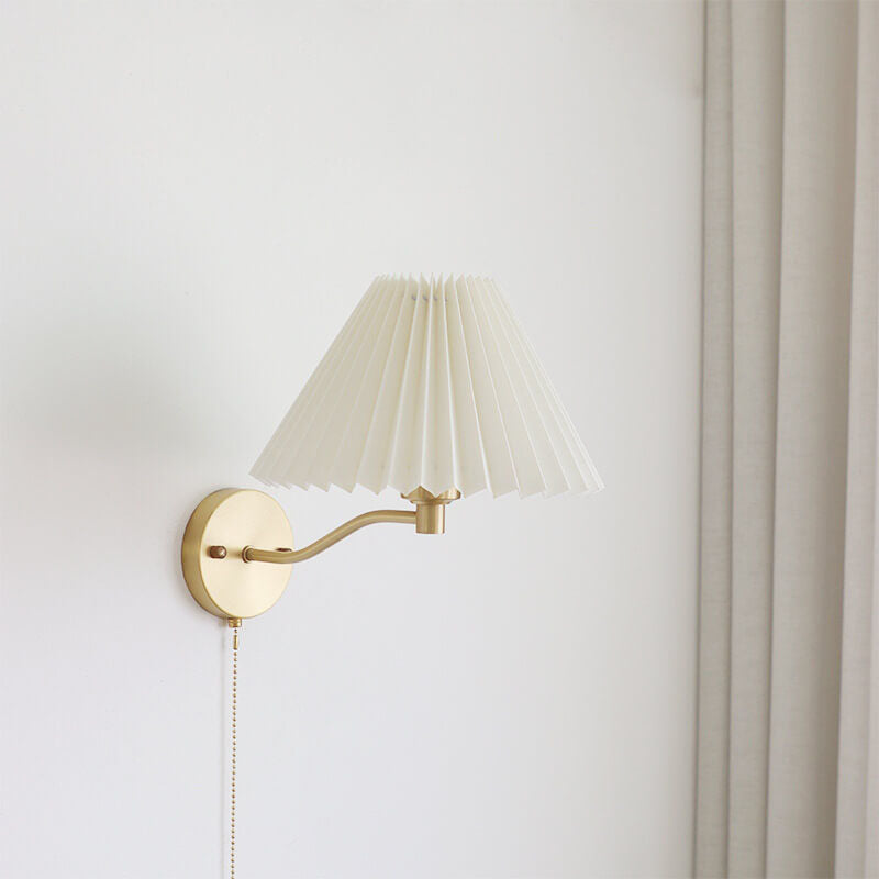 Pleated Brass Wall Lamp