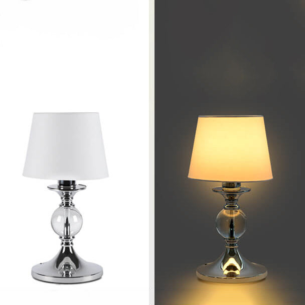 European-style White Fabric Chrome Table Lamp