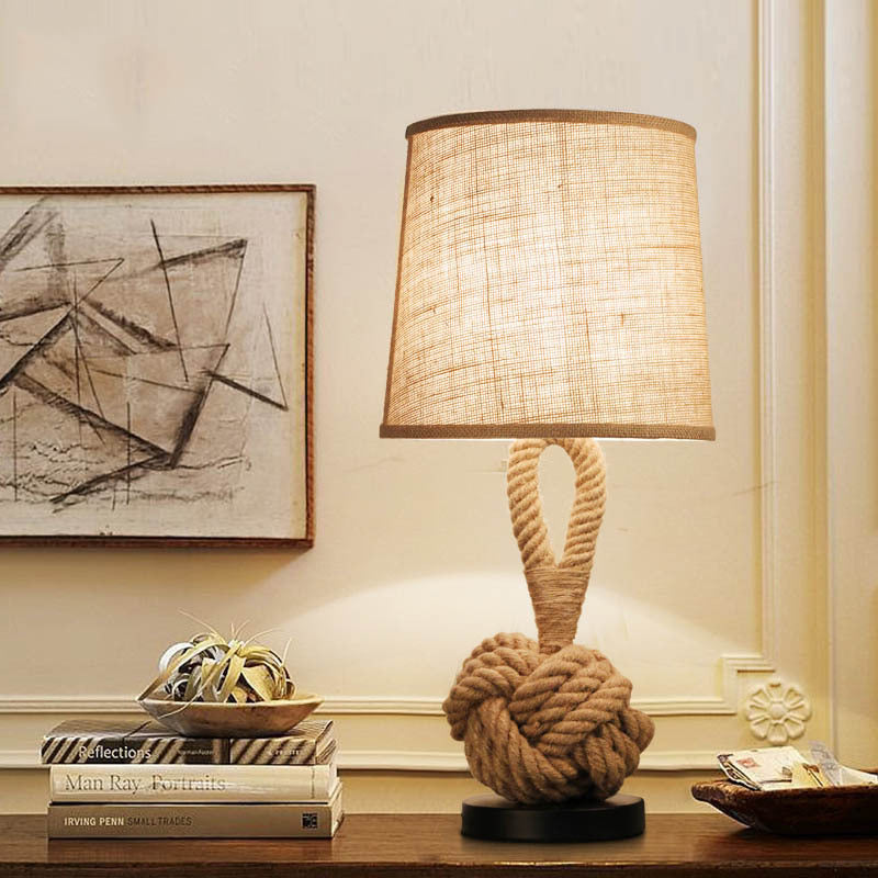 Round Iron Hemp Rope Table Lamp