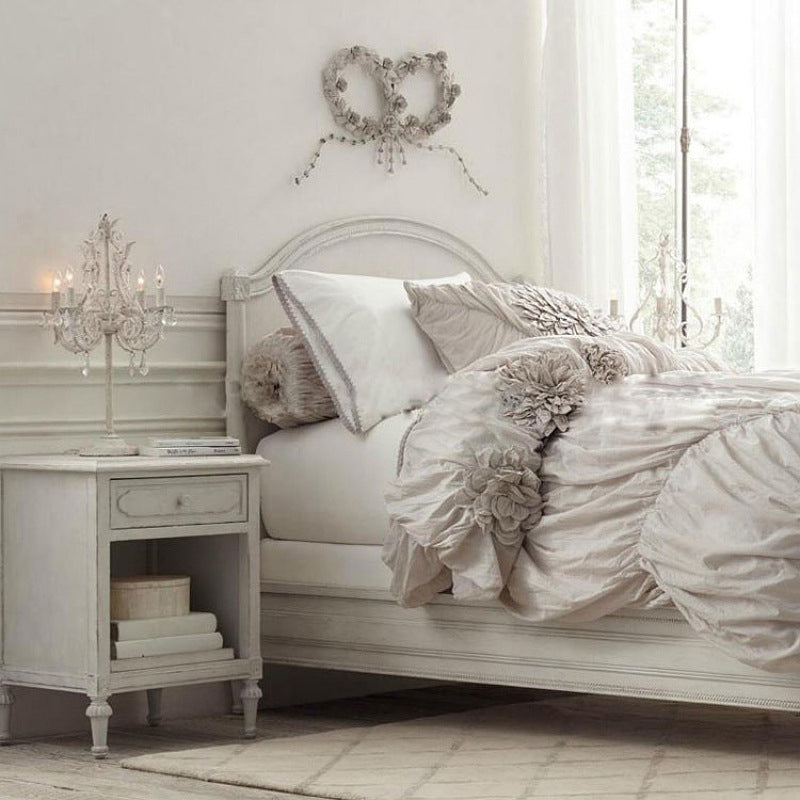 Distressed White Hardware Candelabra 4-Light Table Lamp