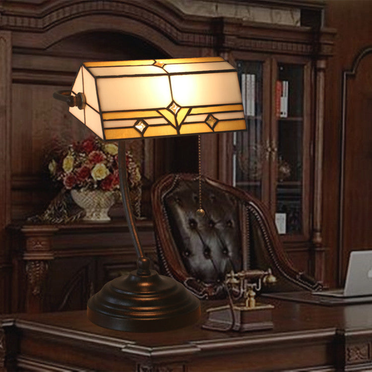Plaid Trapezoidal Stained Glass Table Lamp