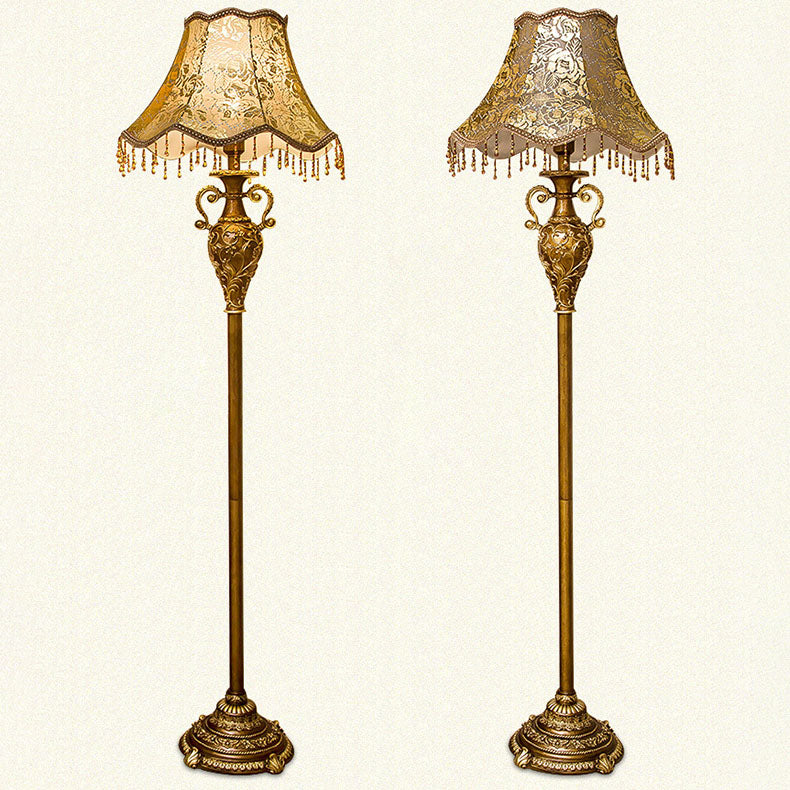Traditional European Floral Cylinder Floor Lamp