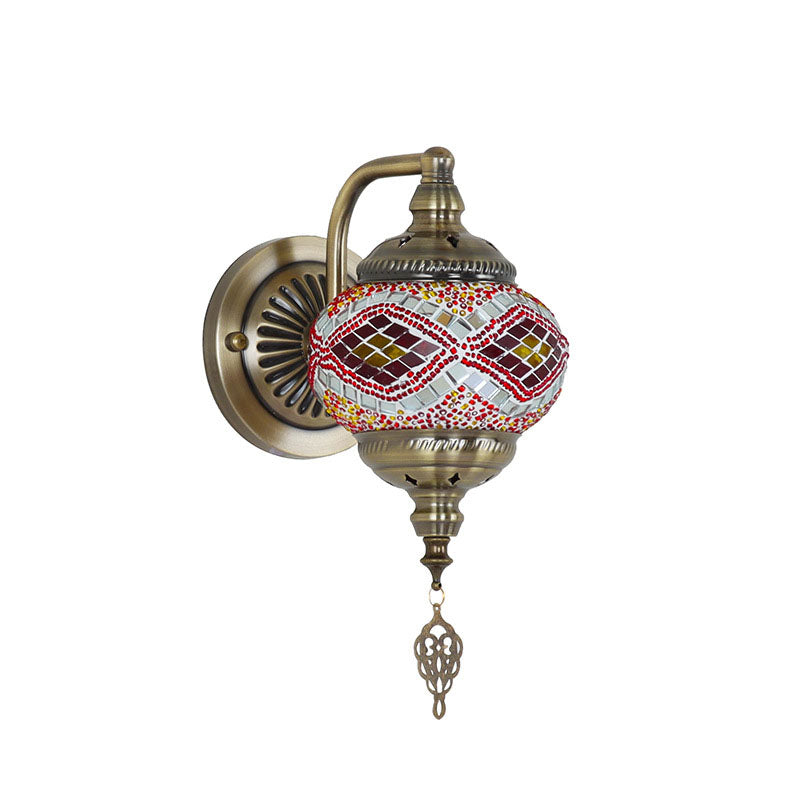 Iron Glass Mosaic Globe Wall Lamp