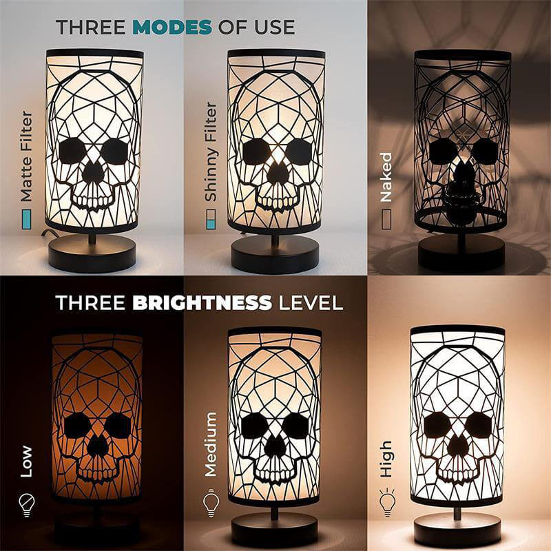 Gothic Skeleton Metal Cylinder Table Lamp