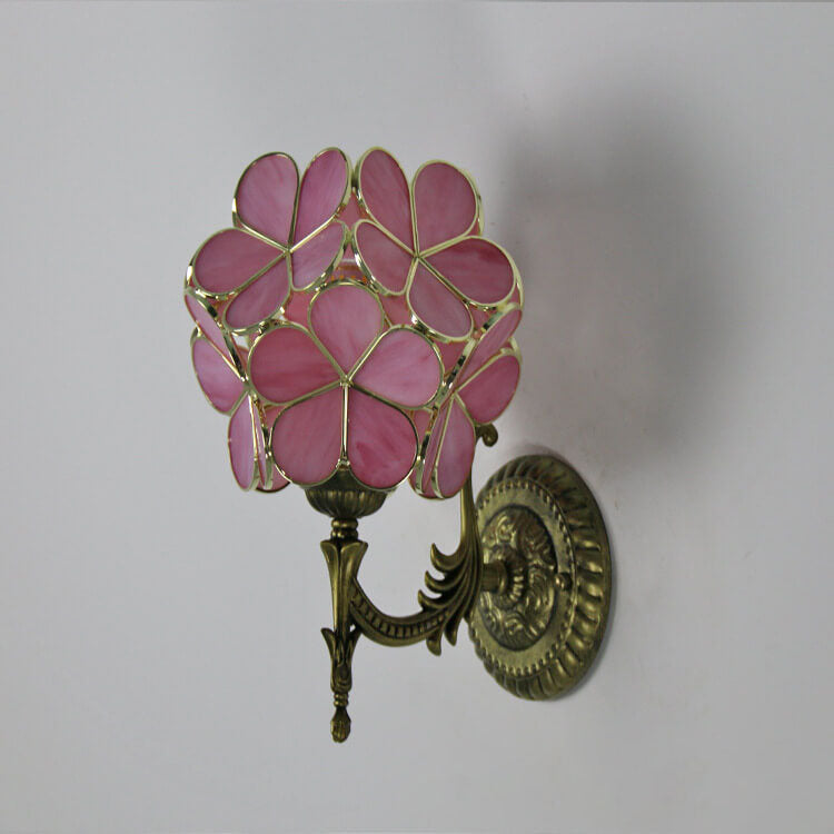 Flower Shaped Glass Metal Wall Lamp