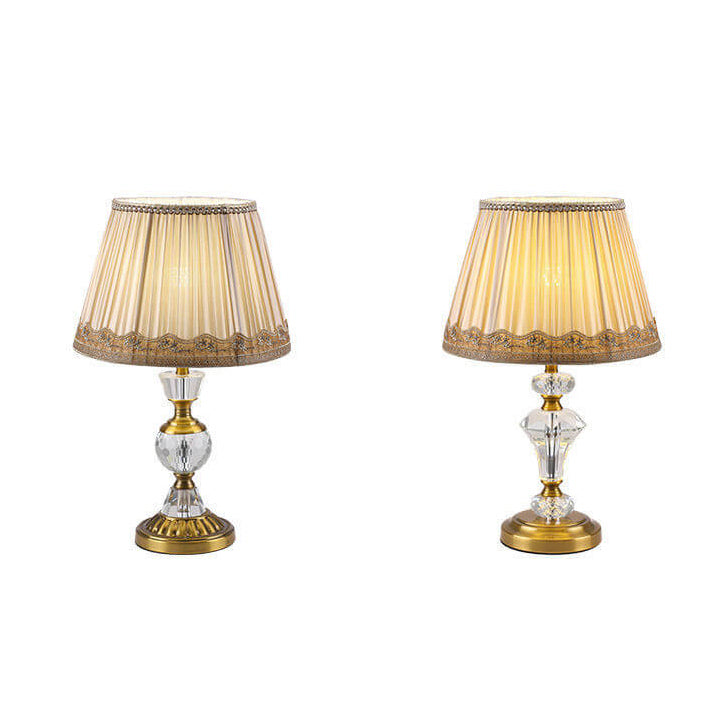 Crystal Pillar Fabric Table Lamp