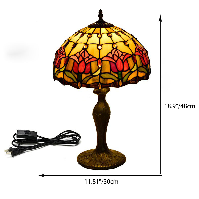 Stained Glass Red Tulip Table Lamp
