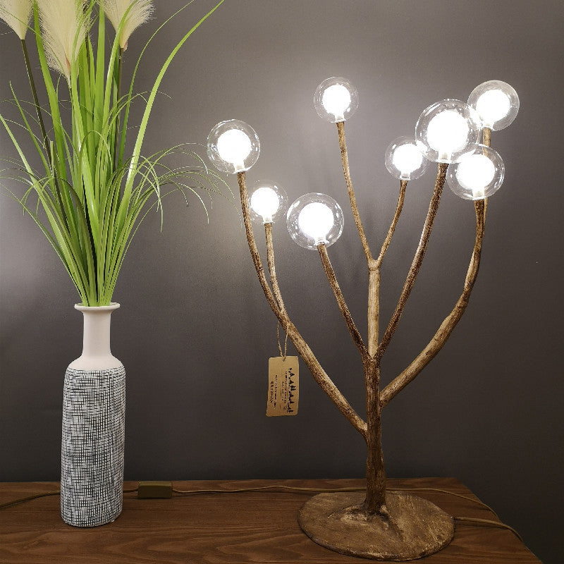 Branch Polymer Metal Glass 8-Light Table Lamp