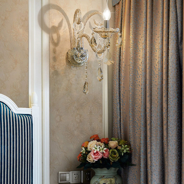 Glass Crystal Candelabra Hardware Wall Lamp