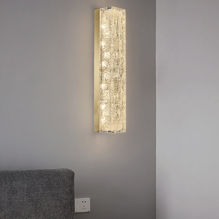 Brass Clear Resin Rectangular Wall Lamp
