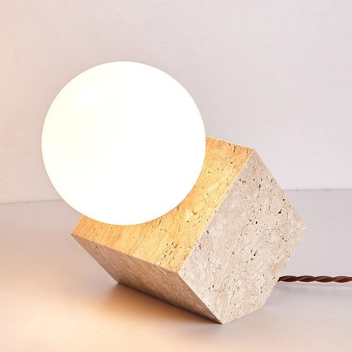 Nostalgic Yellow Travertine Inclined Table Lamp