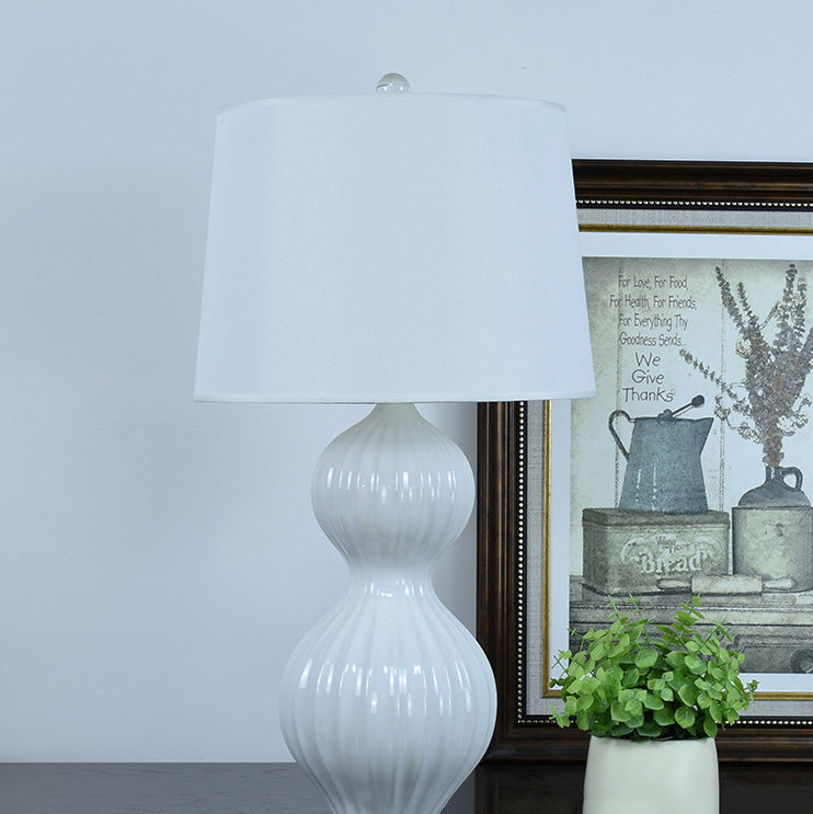 Cylindrical Gourd Shaped Fabric Table Lamp