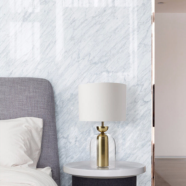 Fabric Cylinder Glass Table Lamp