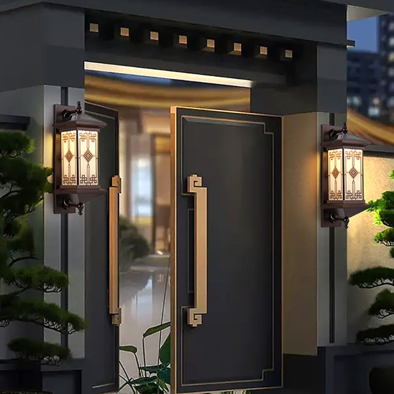 Aluminum Square Knot Pattern Outdoor Light