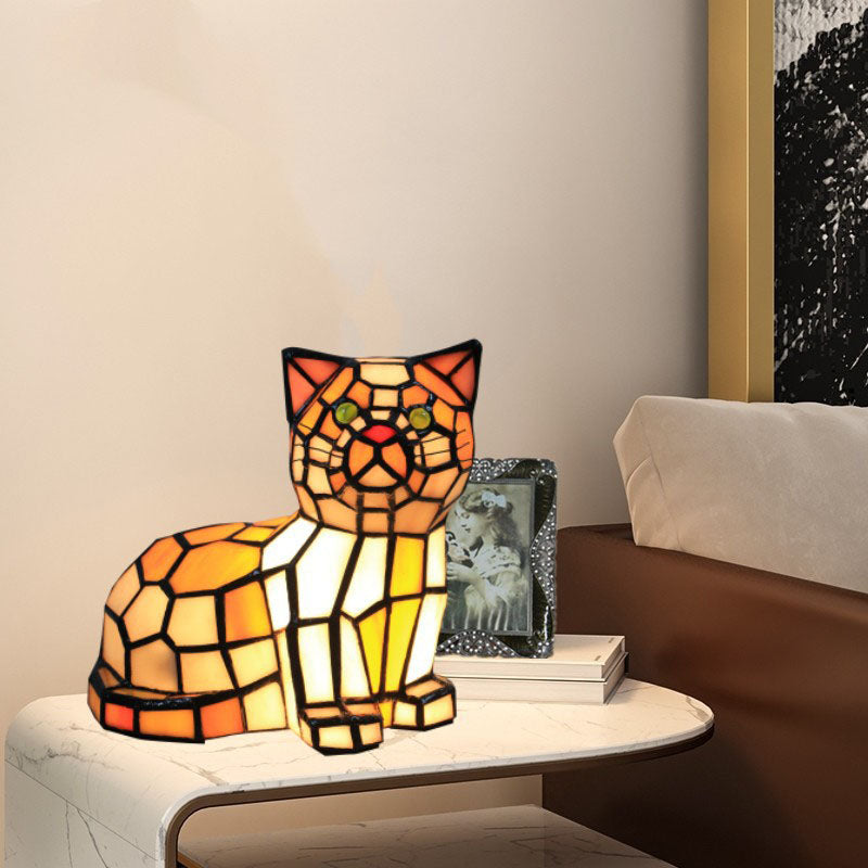 Stained Glass Cat Bedroom Table Lamp