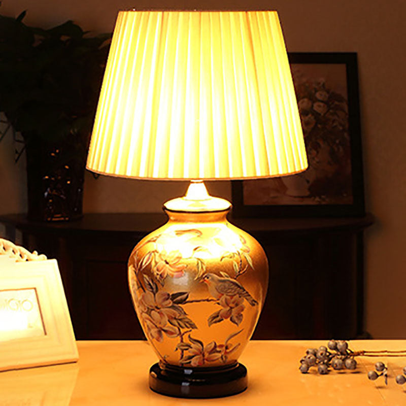 Bird Vase Ceramic Fabric Table Lamp