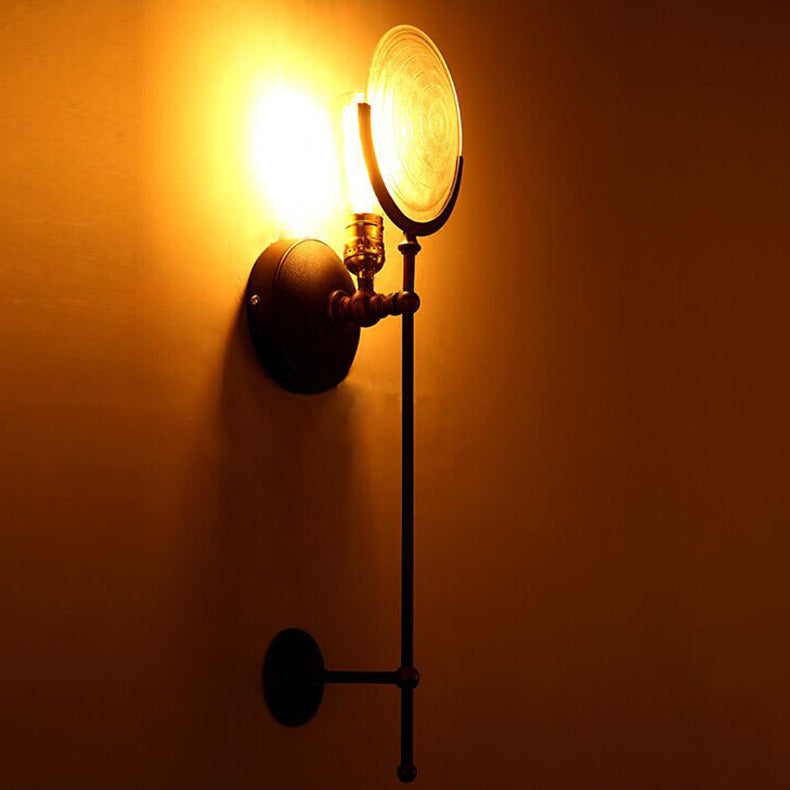 Iron Glass Round Disc Wall Lamp