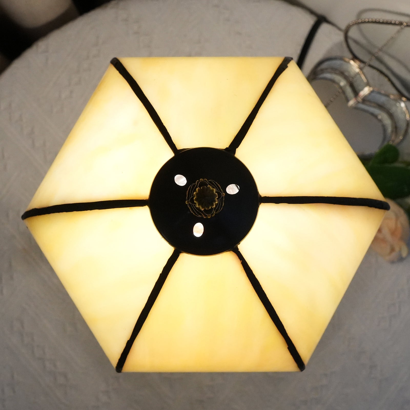 Half Round Stained Glass Table Lamp
