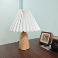 Trapezoidal Pleated Fabric Wood Table Lamp