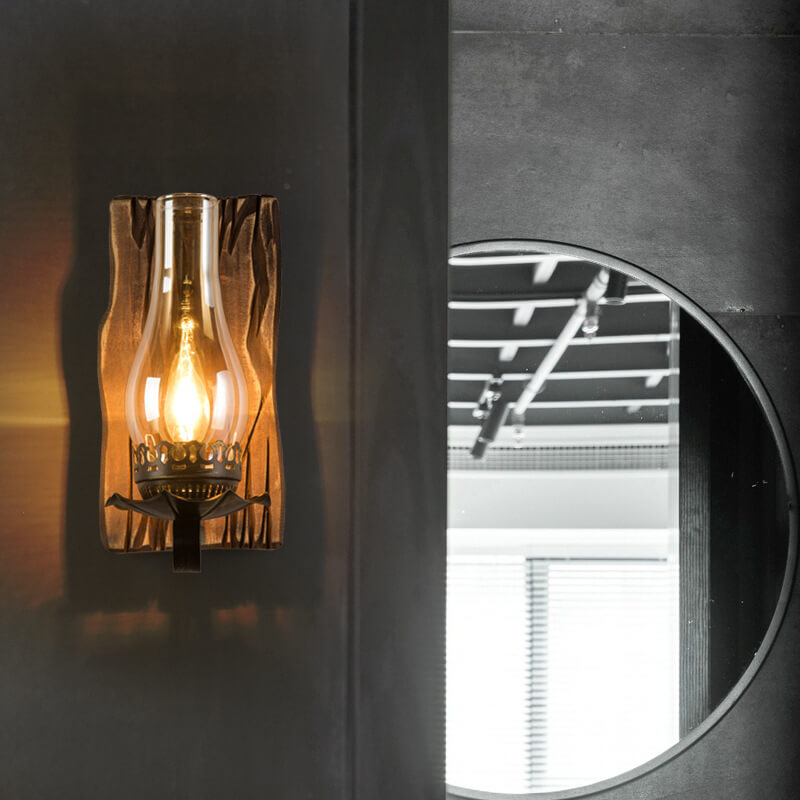 Wood Iron Wall Lamp
