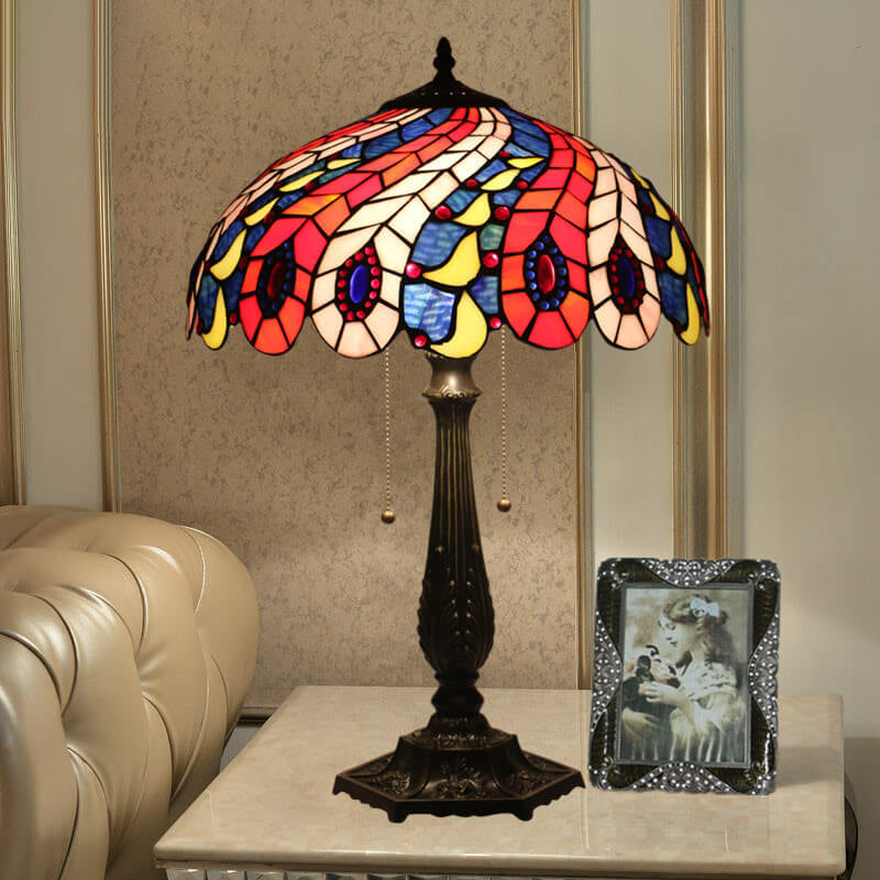 Peacock Tail Feather Pattern Table Lamp