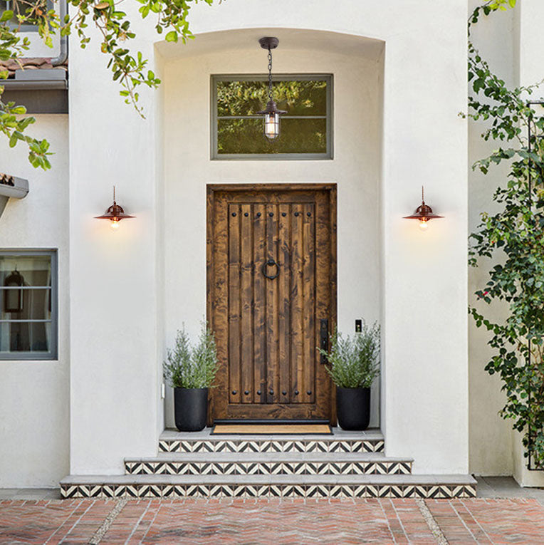 Metal Plate Bowl Patio Outdoor Light