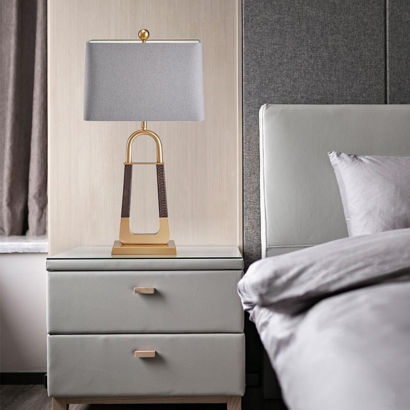 Triangle Rectangle Hardware Fabric Table Lamp