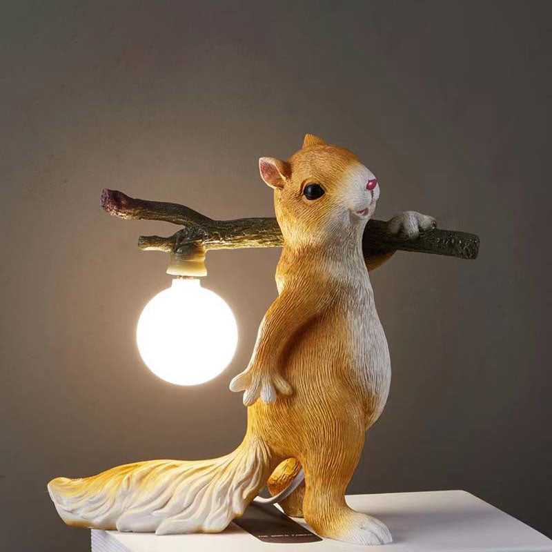 Squirrel Resin Glass Bedroom Table Lamp