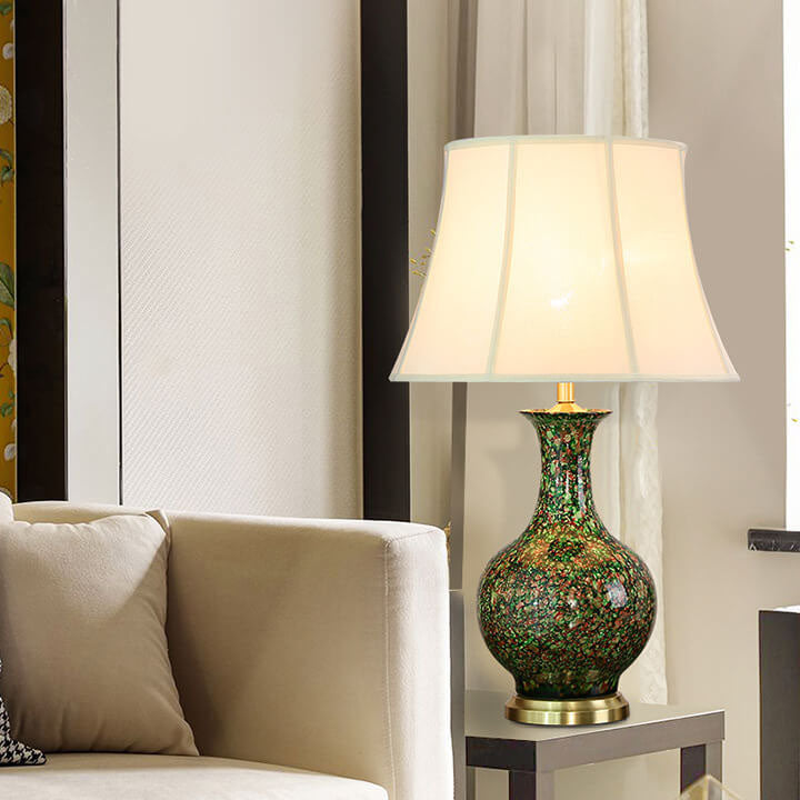 Flowing Glaze Ceramic Fabric Table Lamp