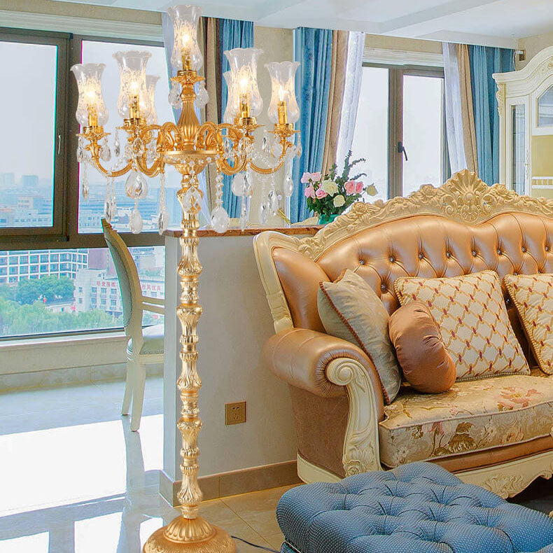 Traditional Luxury Golden Crystal 7-Light Floor Lamp