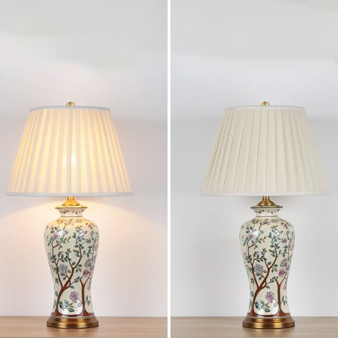 Palace Fabric Lampshade Ceramic Table Lamp