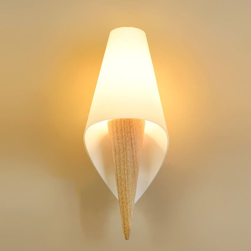 Wide Flare White Glass Wall Lamp