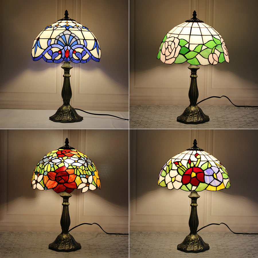 Stained Glass Dome Lotus Table Lamp