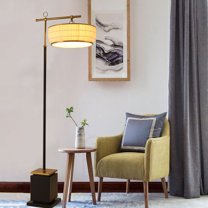Fabric Pleated Lantern Hardware Floor Lamp