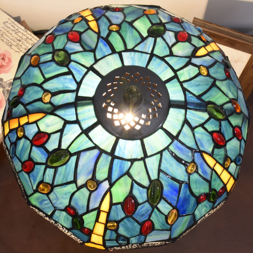 Dragonfly Stained Glass Study Table Lamp