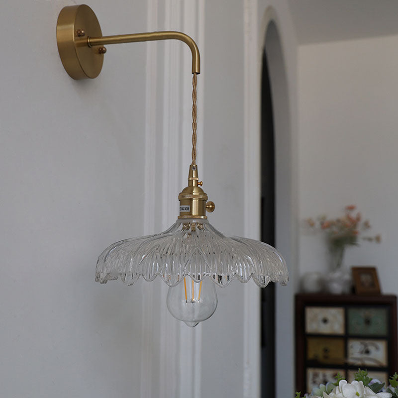 Iron Flower Glass Bedroom Wall Lamp