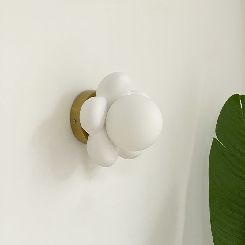 Floral Iron Wood Ceramic Wall Lamp