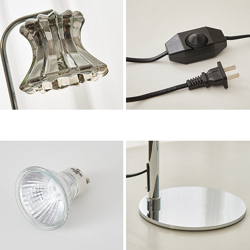 Floral Round Iron Glass Table Lamp