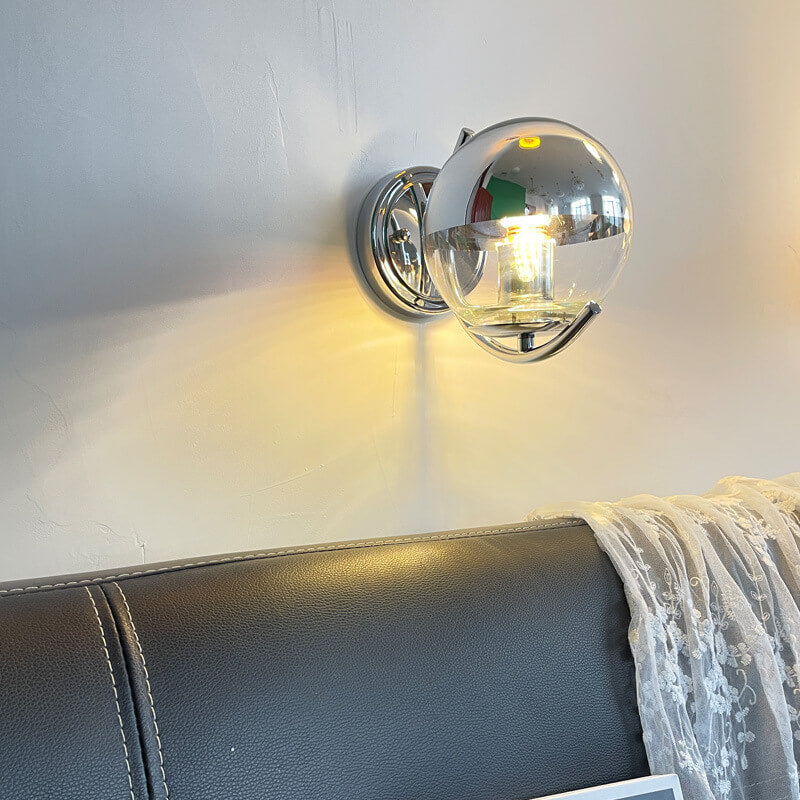Chrome Glass Globe Wall Lamp