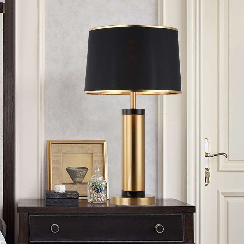 Cylinder Iron Fabric Living Table Lamp