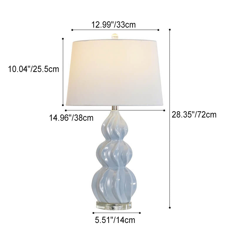 Striped Gourd Ceramic Fabric Table Lamp