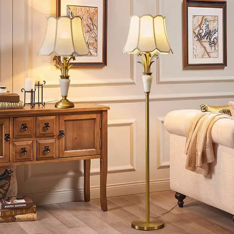 Fabric Jade All Copper Floor Lamp