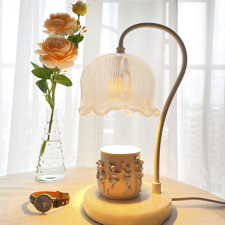Flower Glass Marble Melting Table Lamp