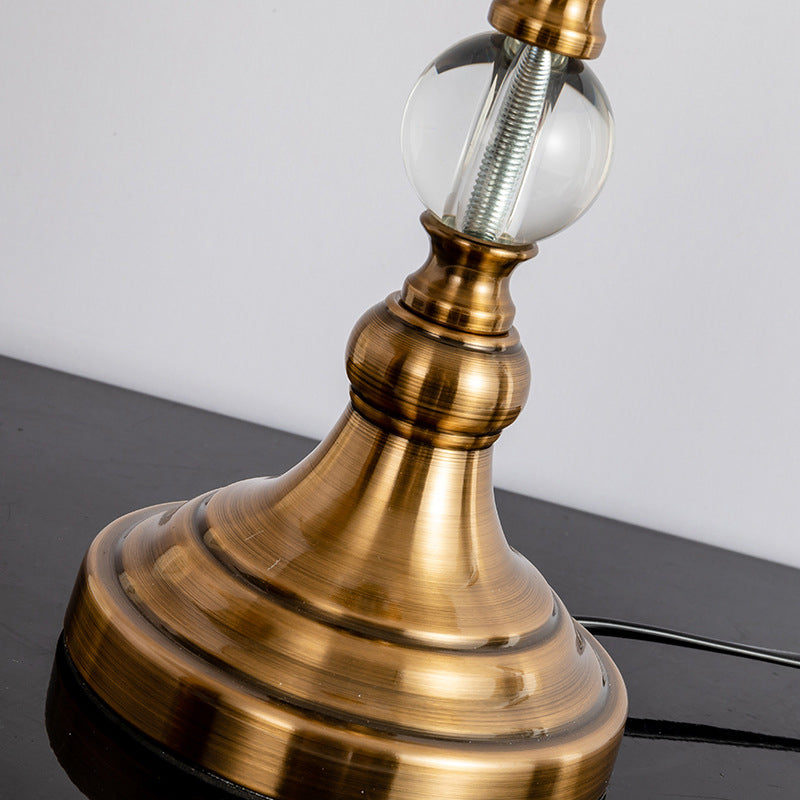 Round Trapezoidal Iron Crystal Table Lamp