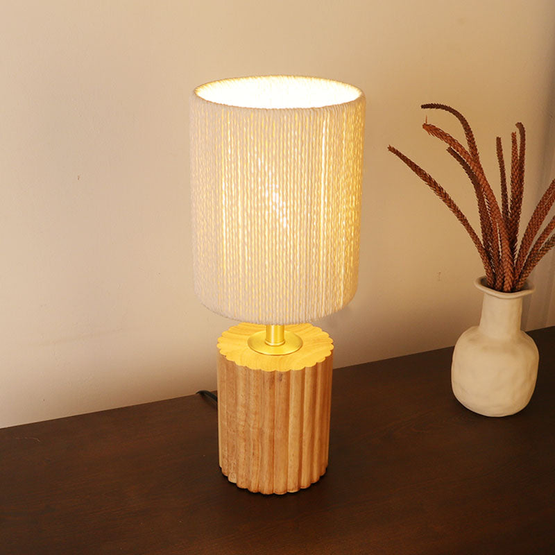 Column Wood Paper Rope Table Lamp