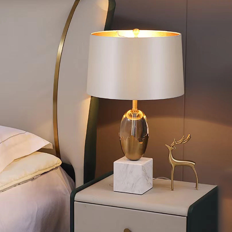 Fabric Crystal Marble Bedroom Table Lamp