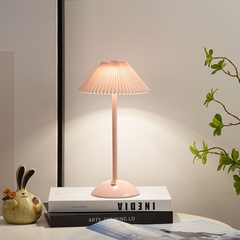 Rechargeable Iron Fabric Conic Table Lamp