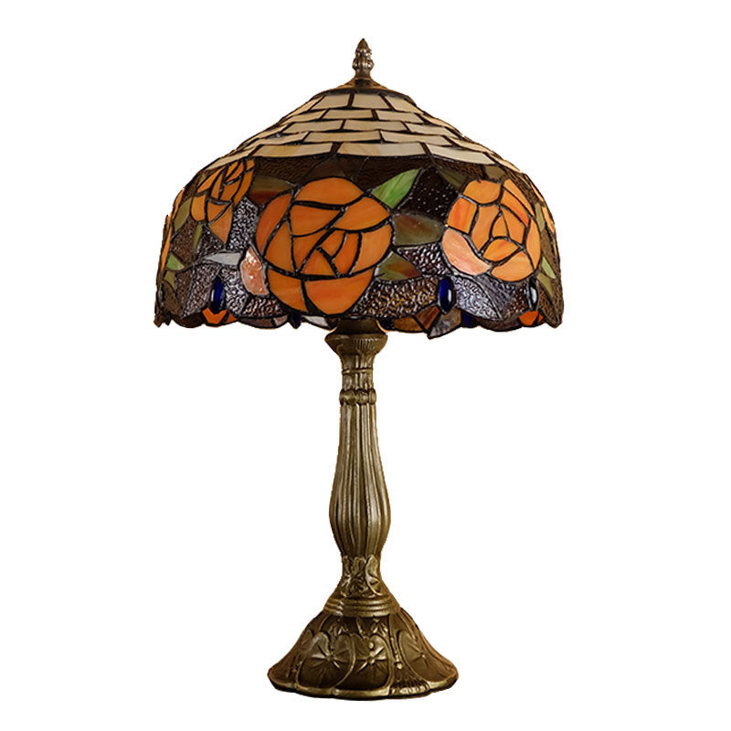 Rose Stained Glass Study Table Lamp