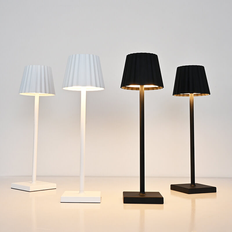 Aluminum Pleated Cone Touch Table Lamp