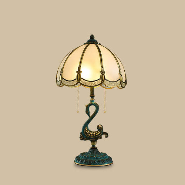 Stained Glass Swan Copper 2-Light Table Lamp